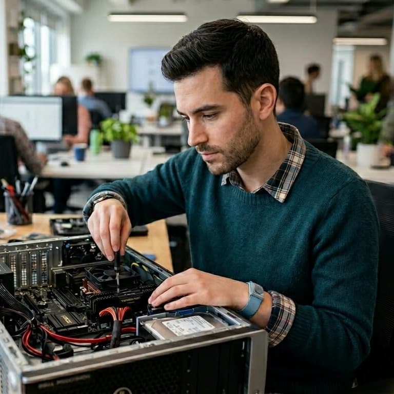 Geeks on Calls technician providing onsite PC repair in Calgary